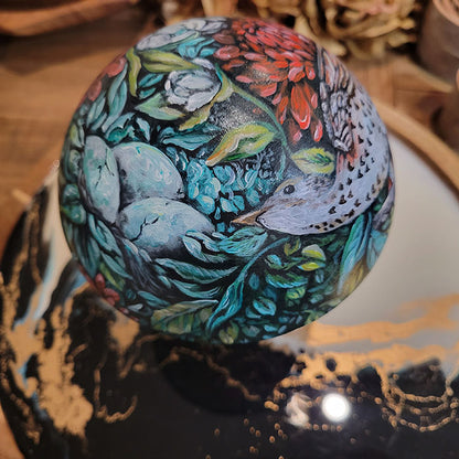 Wooden Mushroom with Bird and Enchanted Forest