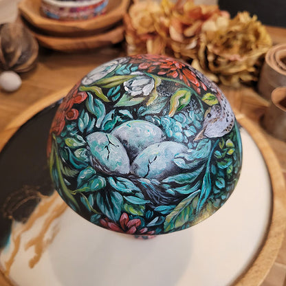 Wooden Mushroom with Bird and Enchanted Forest