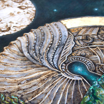 Original Acrylic Painting Sea Turtle and Moon