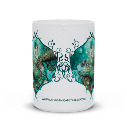 Ceramic Coffee Mug with Mermaid and Sea Turtle