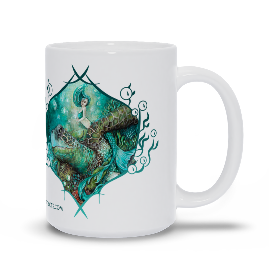 Ceramic Coffee Mug with Mermaid and Sea Turtle