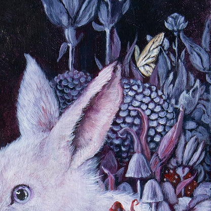 Bunny with Mushrooms and Flowers