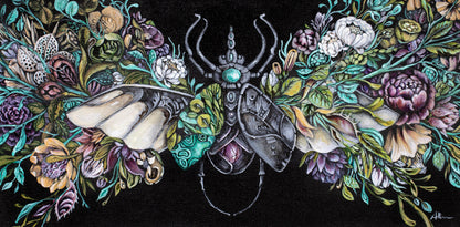 Original Acrylic Painting of Steampunk Beetle