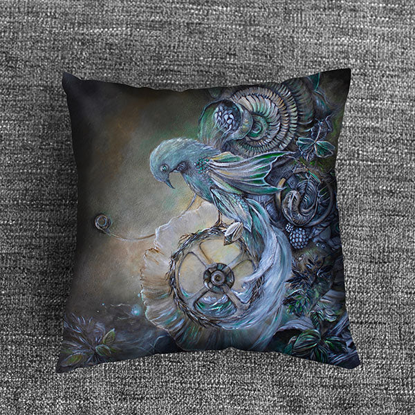 Steampunk bird outdoor pillow