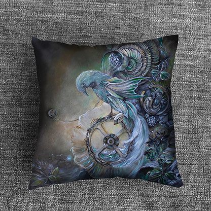 Steampunk bird outdoor pillow