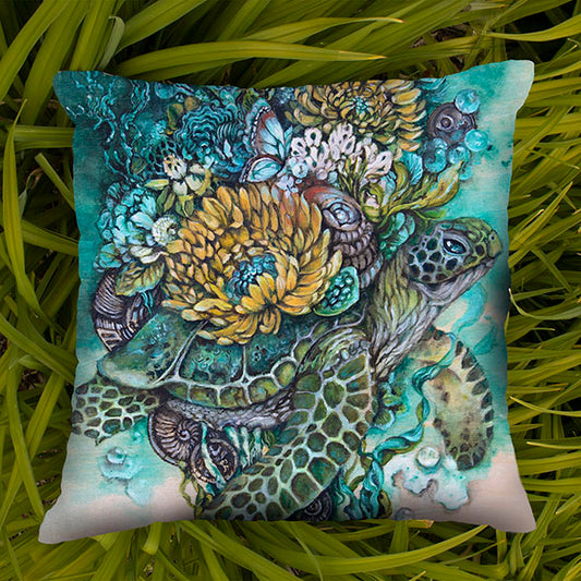 outdoor pillow with sea turtle