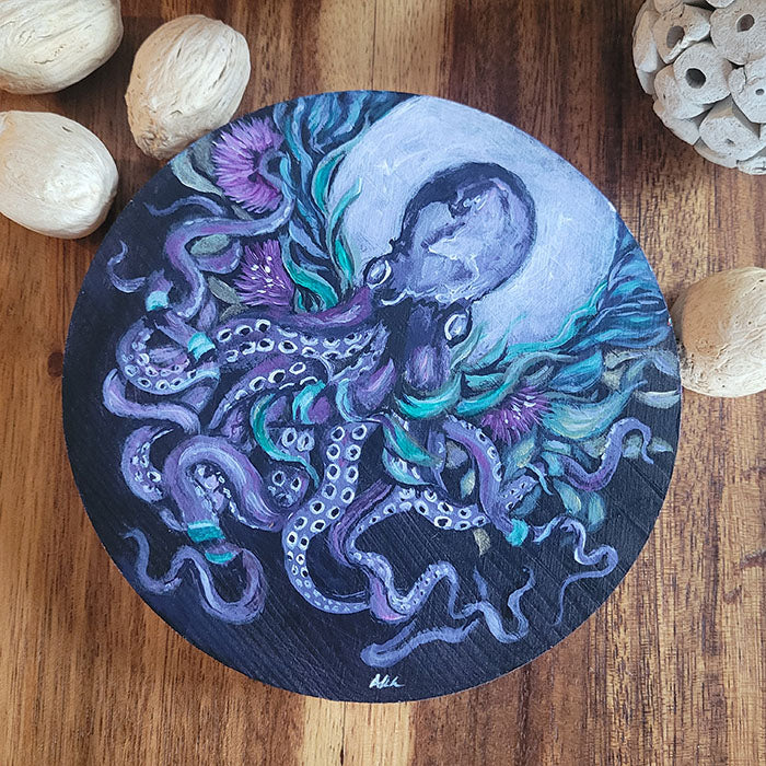 Original Painting of Octopus and Flowers