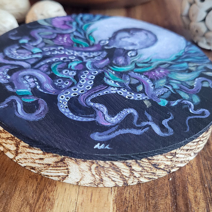 Original Painting of Octopus and Flowers