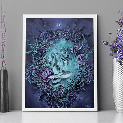 Whale, Mushroom & Flowers Print prints AK Organic Abstracts 