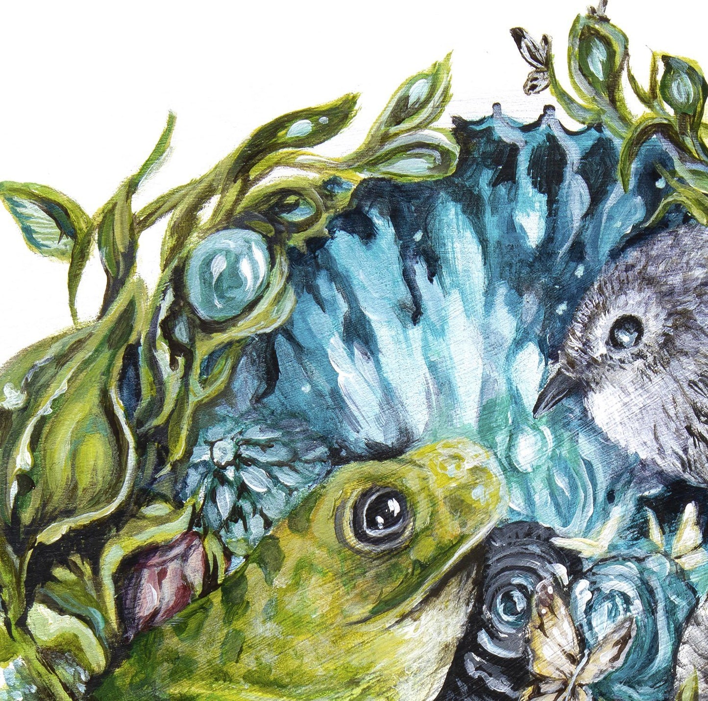 detail of bird and frog art