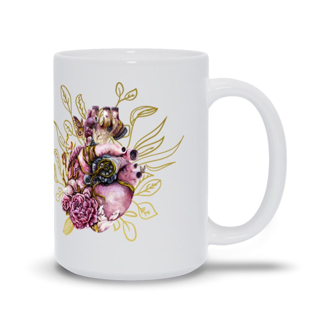 Ceramic Coffee Mug Steampunk Heart drinkware AK Organic Abstracts 