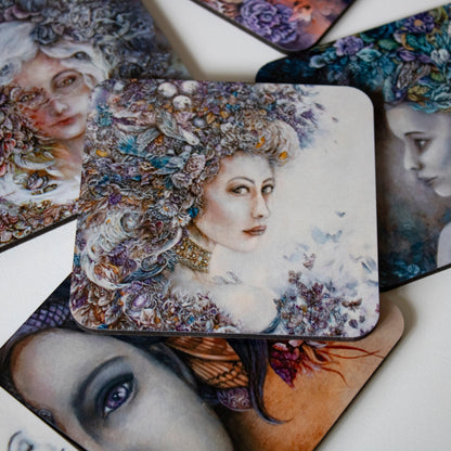 Coaster Set of 6, Goddess Collection Cork Coaster Set coasters AK Organic Abstracts 