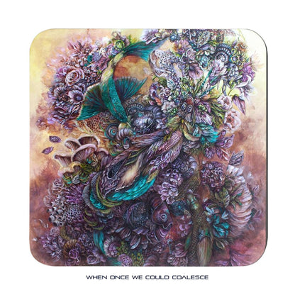 Surreal fish and flowers coaster