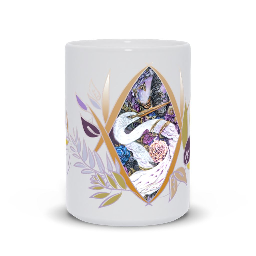 Crane and Flowers Mug