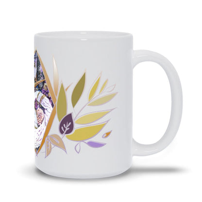 Crane and Flowers Ceramic Coffee and Tea Mug drinkware AK Organic Abstracts 