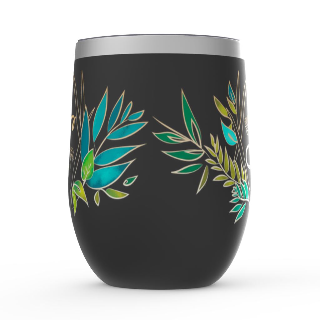 "Earthen" Monogram Wine Tumbler - Personalized Gift drinkware AK Organic Abstracts 