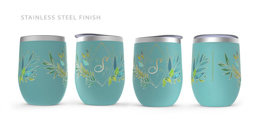 teal finish wine tumblers