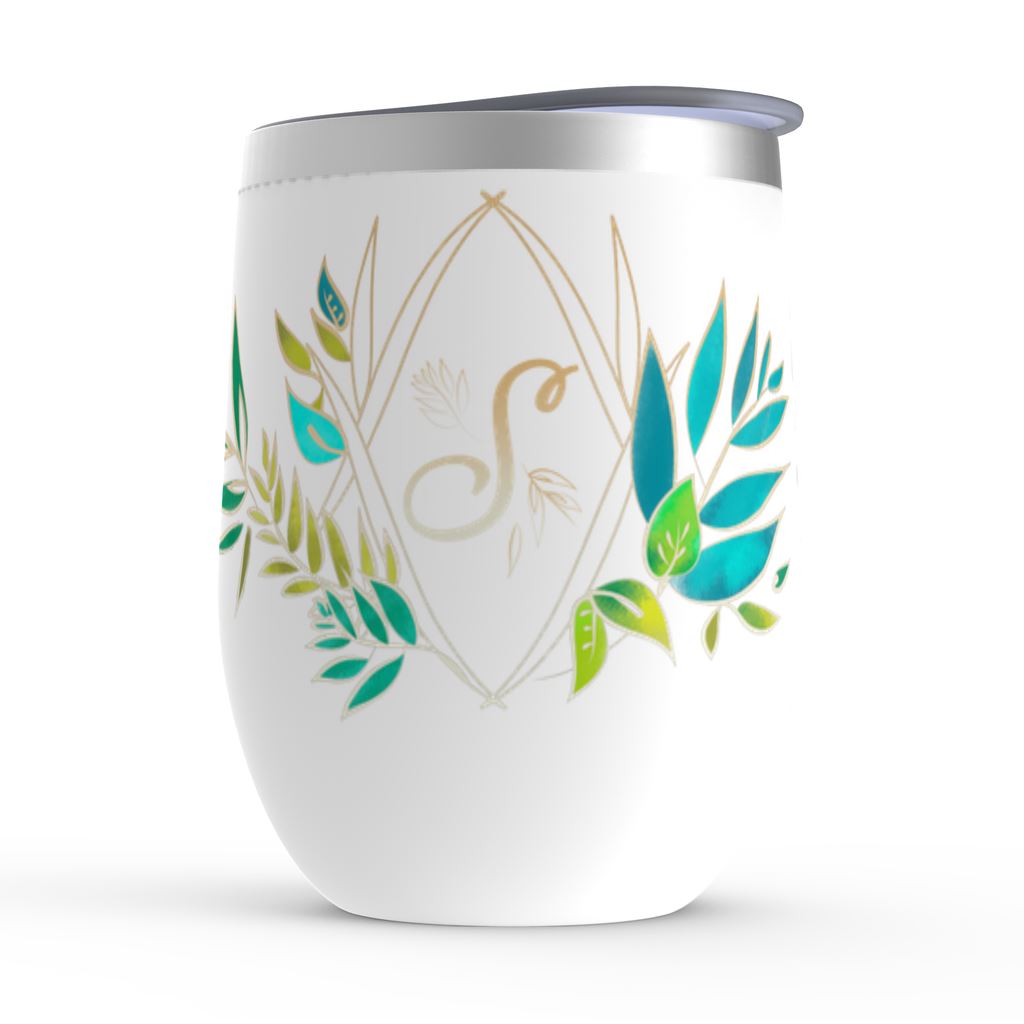 "Earthen" Monogram Wine Tumbler - Personalized Gift drinkware AK Organic Abstracts 