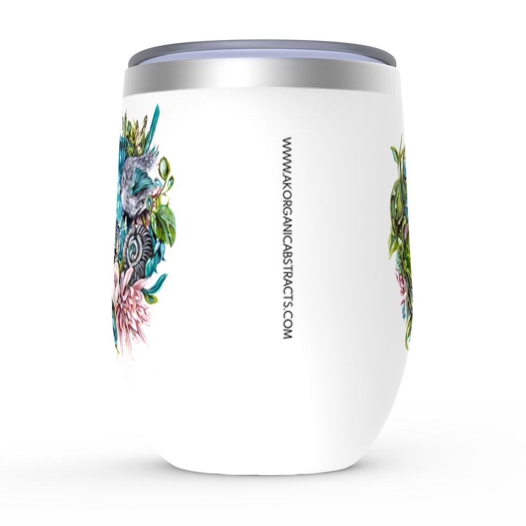 Brand website on white finish wine tumbler