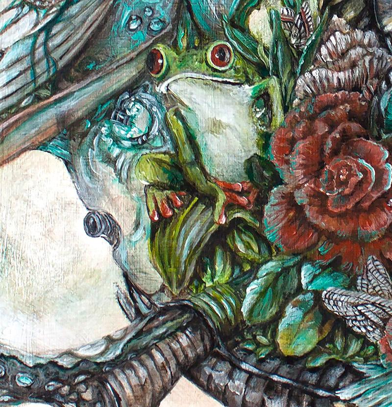 Fairytale Frog Fantasy Steampunk and Scifi Art Print "Verdant" prints AK Organic Abstracts 