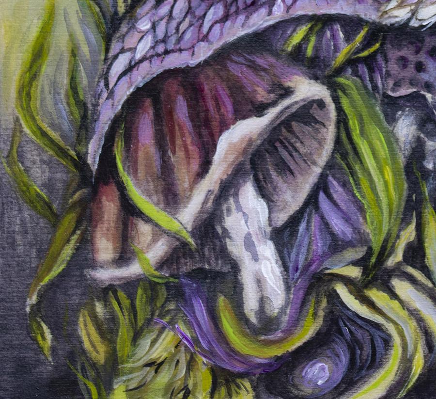 Fantasy Art Print Eddie The Snail with Mushrooms prints AK Organic Abstracts 