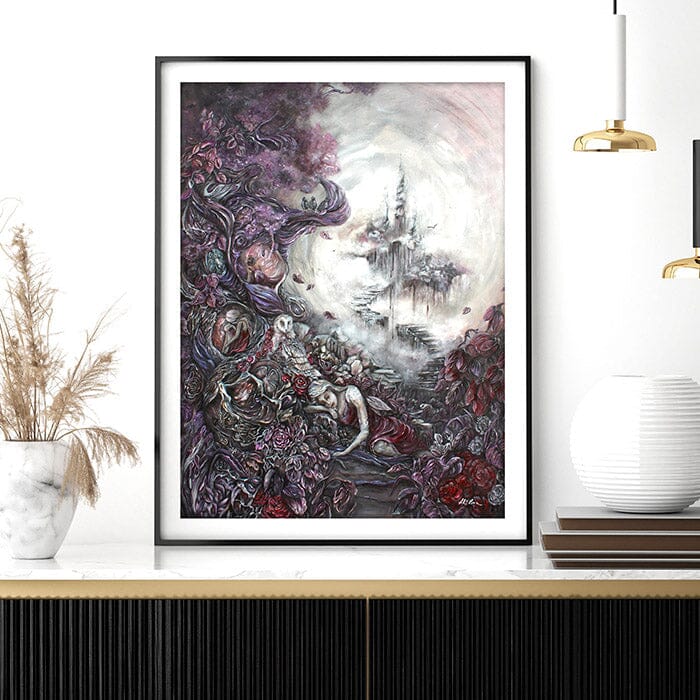 framed sleeping beauty print