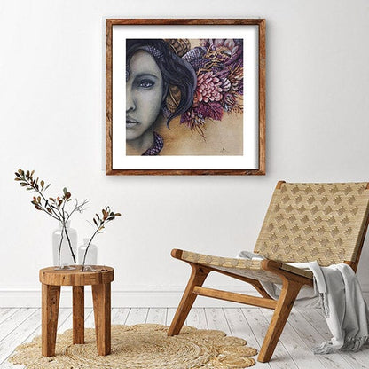 Fantasy Art Print Woman with Snakes and Flowers prints AK Organic Abstracts 