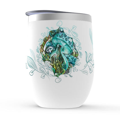 Frog and Mushroom Wine Tumbler drinkware AK Organic Abstracts 