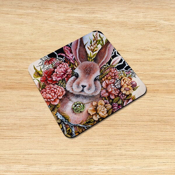 Jade Bunny Coaster Set of 6, Cork Coaster Set coasters AK Organic Abstracts 