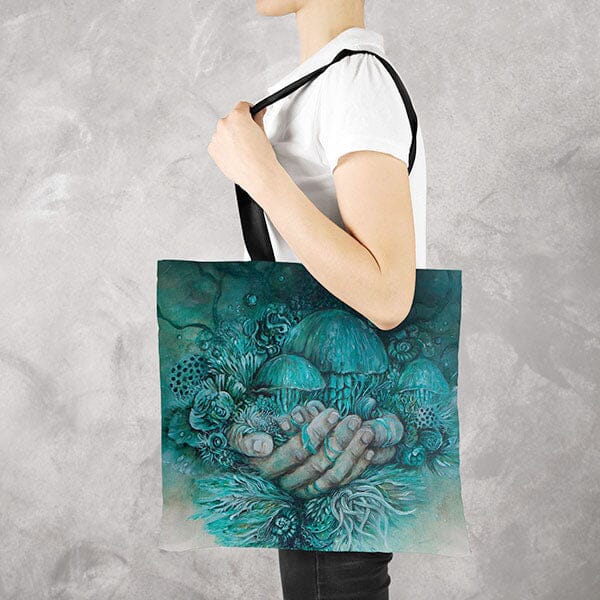 Jellyfish and Hands Tote tote AK Organic Abstracts 