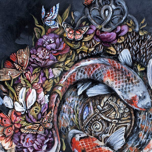 Koi and Flowers Fantasy Art Print prints AK Organic Abstracts 