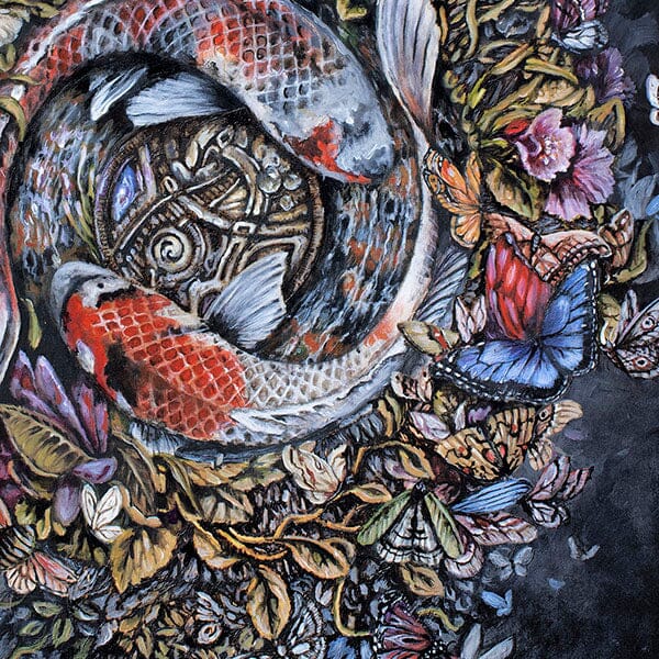 Koi and Flowers Fantasy Art Print prints AK Organic Abstracts 