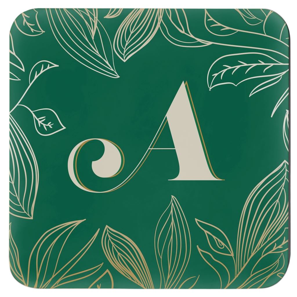 Emerald coaster with letter "A"