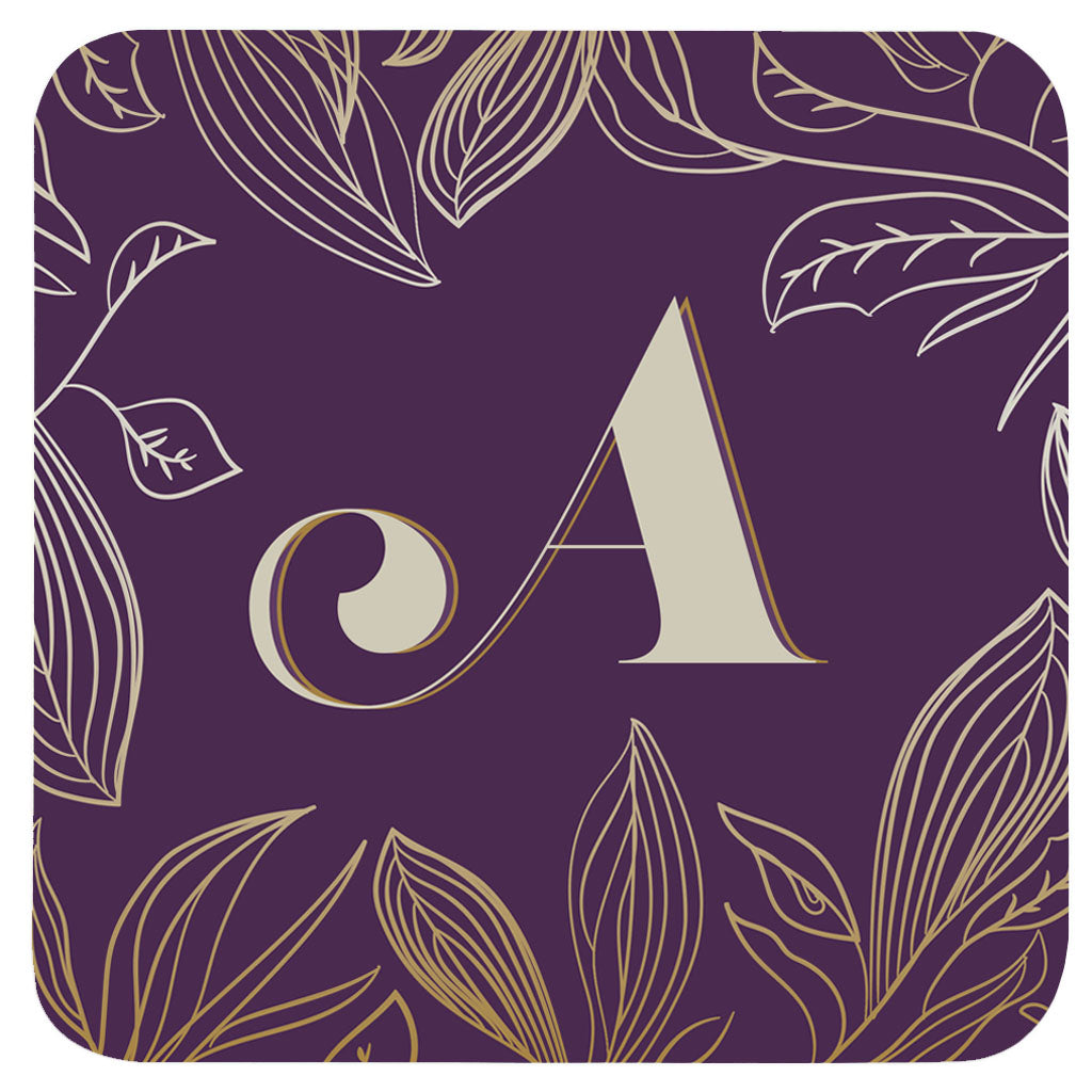 Plum coaster with letter "A"