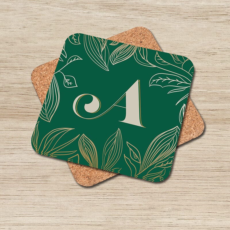 Monogram Coaster Set of 6, Emerald, Plum or Aqua Personalized Coaster Set coasters AK Organic Abstracts 