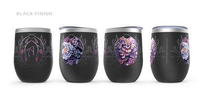 Monogram Purple Flower Wine Tumbler - Personalized Gift drinkware AK Organic Abstracts 