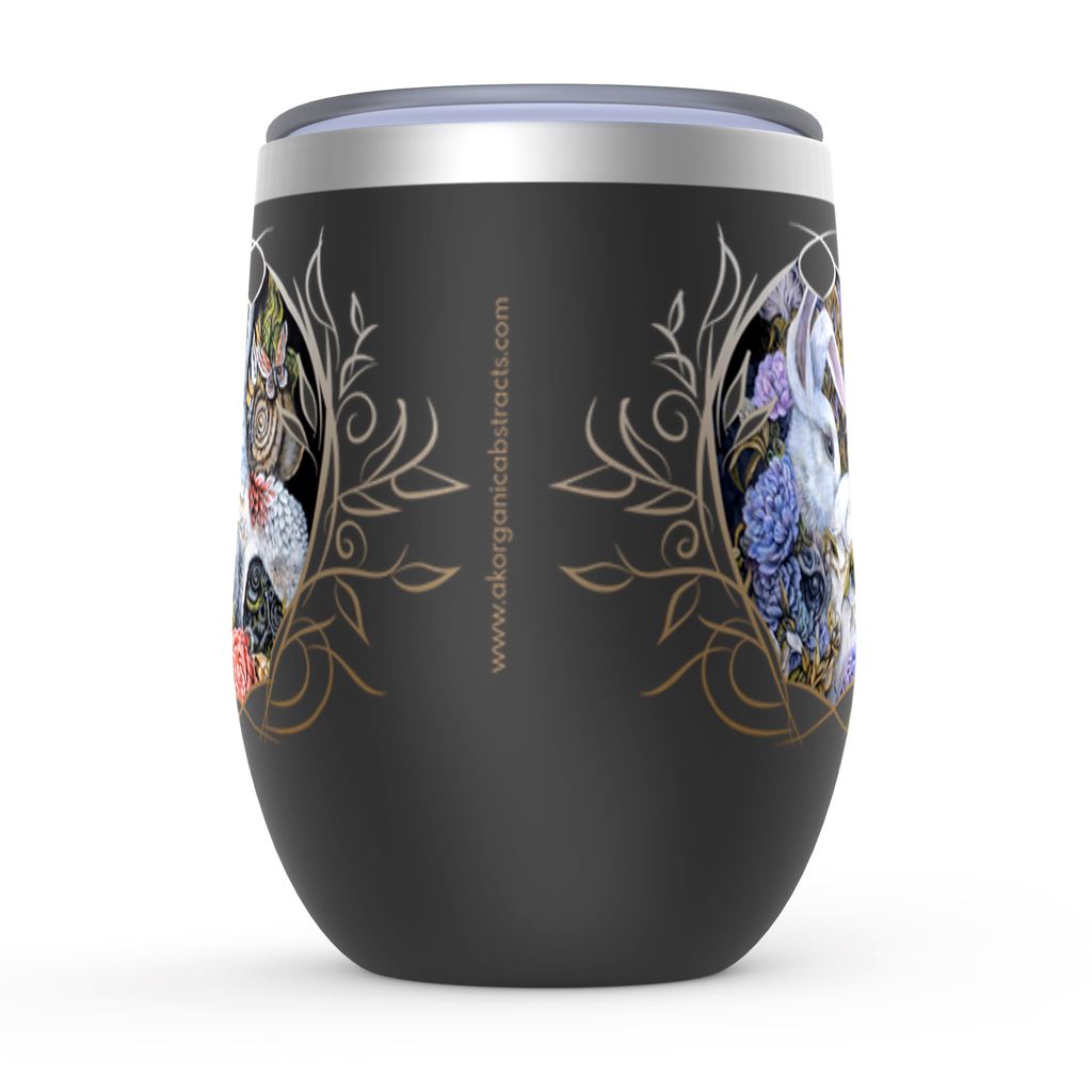 Monogrammed Personalized Bunnies Wine Tumbler drinkware AK Organic Abstracts 