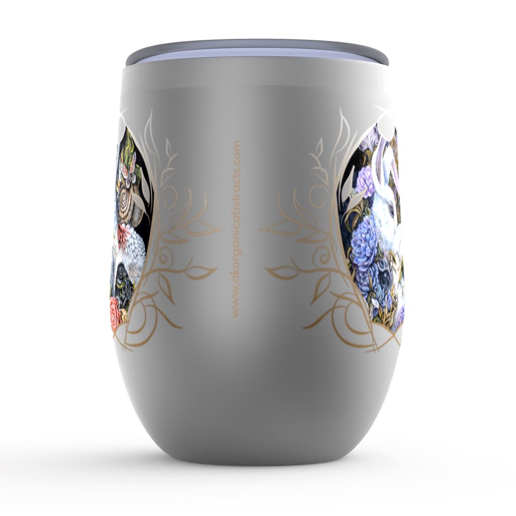 Monogrammed Personalized Bunnies Wine Tumbler drinkware AK Organic Abstracts 