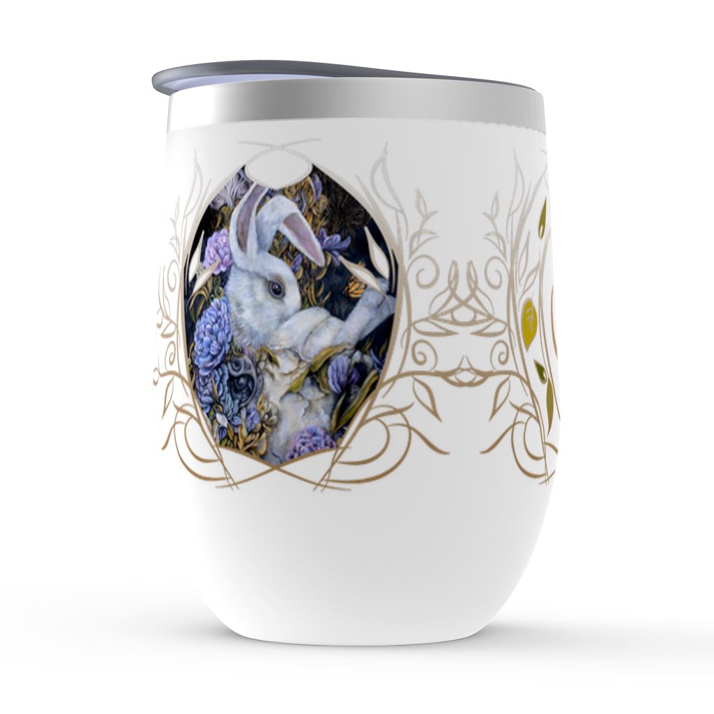 Monogrammed Personalized Bunnies Wine Tumbler drinkware AK Organic Abstracts 