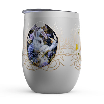 Monogrammed Personalized Bunnies Wine Tumbler drinkware AK Organic Abstracts 