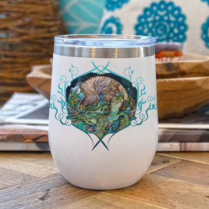 sea turtle white finish wine tumbler 