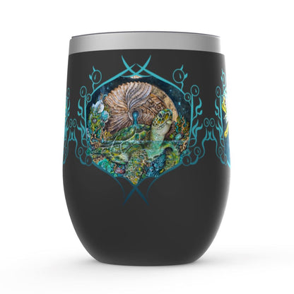 sea turtle black finish wine tumbler