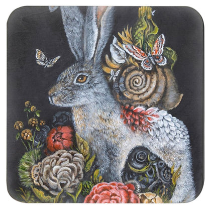 Rabbit Coaster Set of 6, The Bunny Collection Cork Coaster Set coasters AK Organic Abstracts 