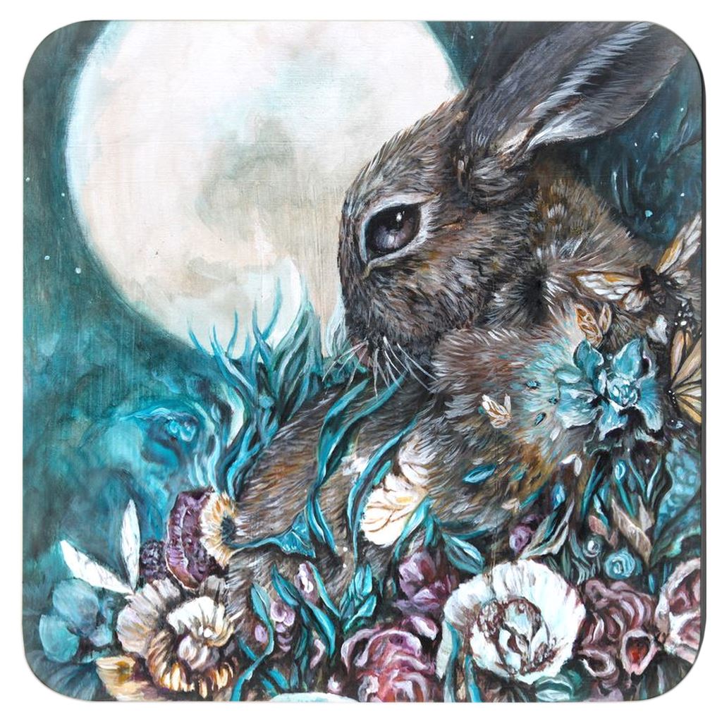 Rabbit Coaster Set of 6, The Bunny Collection Cork Coaster Set coasters AK Organic Abstracts 