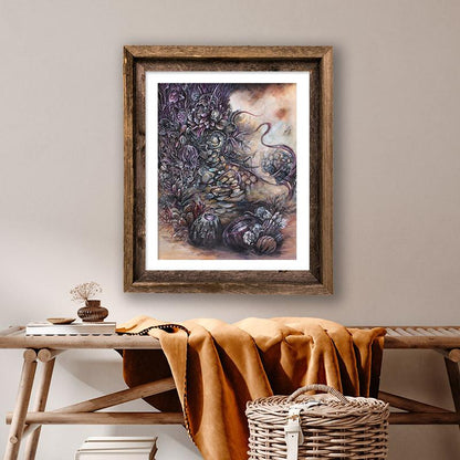 Matted and framed grasshopper print