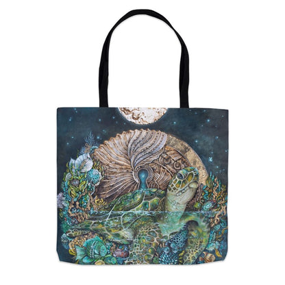 Sea Turtle & Moon Tote tote AK Organic Abstracts 