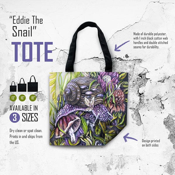 Snail and Mushroom Tote tote AK Organic Abstracts 