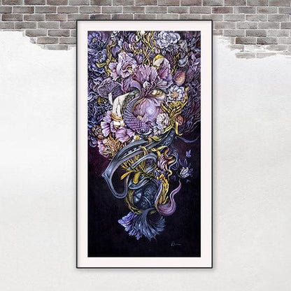 Steampunk Art Print Beta Fish and Iris prints AK Organic Abstracts 