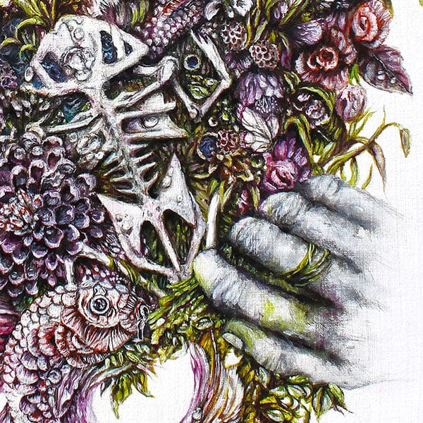 Steampunk Art Print Hands, Frog and Flowers prints AK Organic Abstracts 