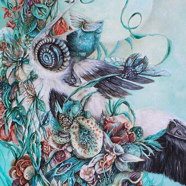 Steampunk Art Print Pelican with Flowers and Fish prints AK Organic Abstracts 